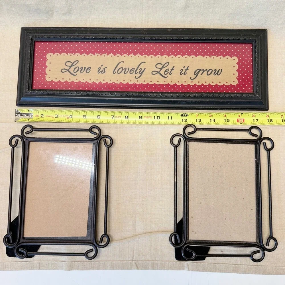 Vintage 5x7 Black Scroll Picture Frames Set Love Is Lovely Let It Grow Decor